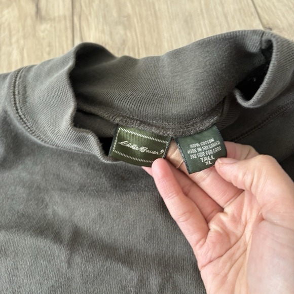 Eddie Bauer Men's Tall XL Green Pullover Mock Neck Long Sleeve Cotton Outdoor - Picture 4 of 7